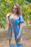 Blue Side Strings Sweet Style Caftan in Batik Watercolor Pattern