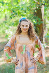 Peach Fire Maiden Style Caftan in Batik Watercolor Pattern