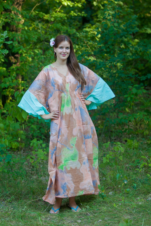 Peach Ballerina Style Caftan in Batik Watercolor
