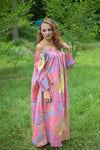 Raspberry Serene Strapless Style Caftan in Batik Watercolor Pattern