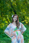 White Peach Breezy Bohemian Style Caftan in Batik Watercolor Pattern
