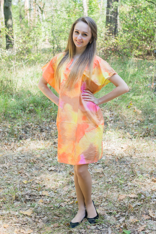 Yellow Sunshine Style Caftan in Batik Watercolor Pattern