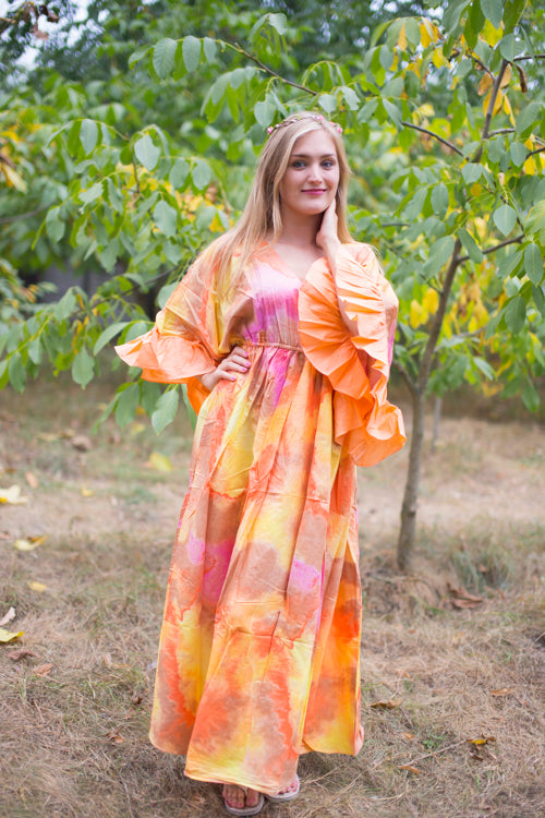 Yellow Pretty Princess Style Caftan in Batik Watercolor Pattern