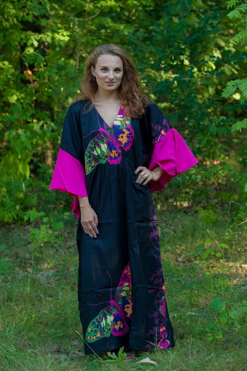 Black Ballerina Style Caftan in Big Butterfly