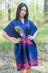 Dark Blue Sunshine Style Caftan in Big Butterfly Pattern