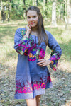 Gray Bella Tunic Style Caftan in Big Butterfly Pattern