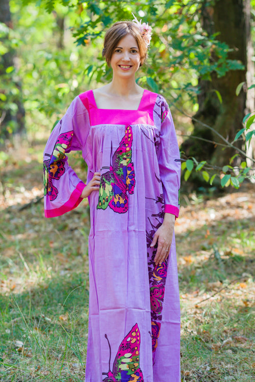 Lilac Fire Maiden Style Caftan in Big Butterfly Pattern