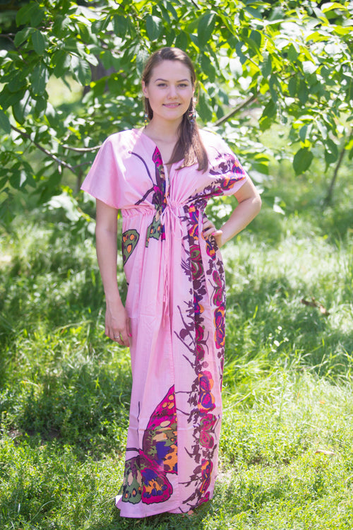Pink Beach Days Style Caftan in Big Butterfly