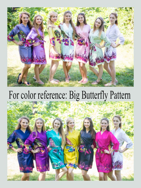 Teal Button Me Down Style Caftan in Big Butterfly Pattern