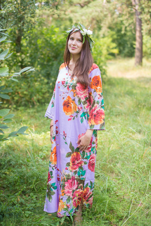 Lilac The Unwind Style Caftan in Large Floral Blossom Pattern