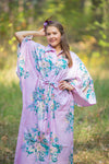 Lilac Oriental Delight Style Caftan in Blooming Flowers Pattern