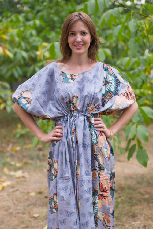 Gray Cut Out Cute Style Caftan in Butterfly Baby Pattern