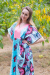 Light Blue Flowing River Style Caftan in Butterfly Baby Pattern