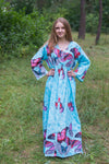Light Blue Button Me Down Style Caftan in Butterfly Baby Pattern