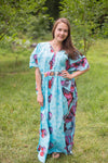 Light Blue Unfurl Style Caftan in Butterfly Baby Pattern