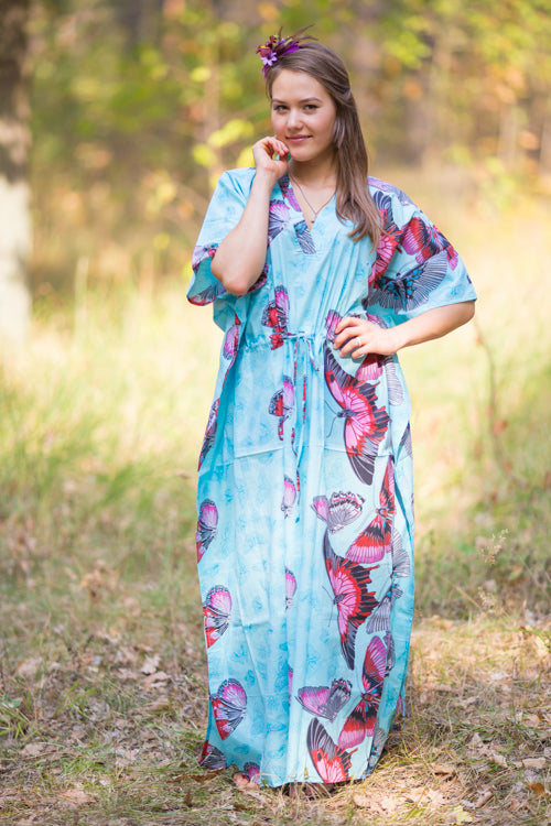 Light Blue The Drop-Waist Style Caftan in Butterfly Baby Pattern