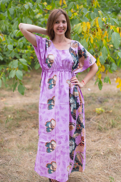 Lilac Side Strings Sweet Style Caftan in Butterfly Baby Pattern