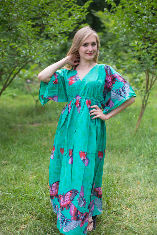 Teal I Wanna Fly Style Caftan in Butterfly Baby Pattern