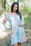 Light Blue Bella Tunic Style Caftan in Cabbage Roses Pattern
