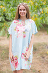 Light Blue Sunshine Style Caftan in Cabbage Roses Pattern