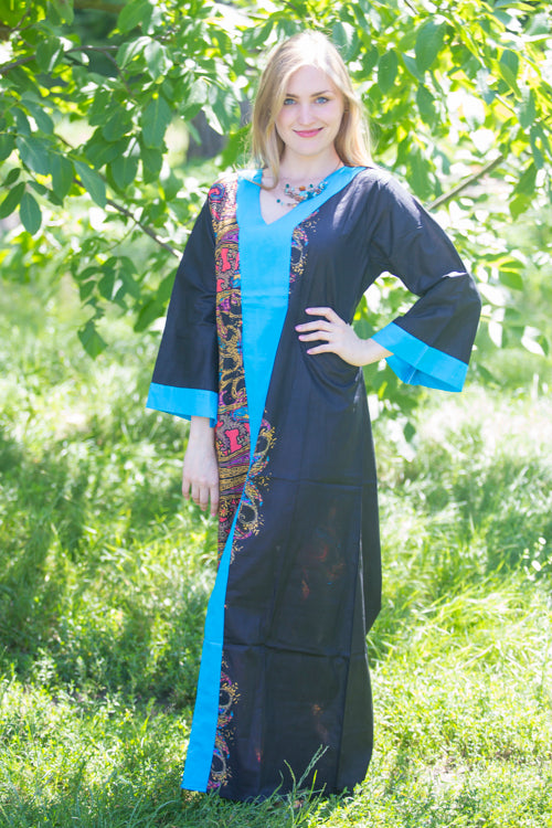 Black The Glow-within Style Caftan in Cheerful Paisleys Pattern|Black The Glow-within Style Caftan in Cheerful Paisleys Pattern|Cheerful Paisleys