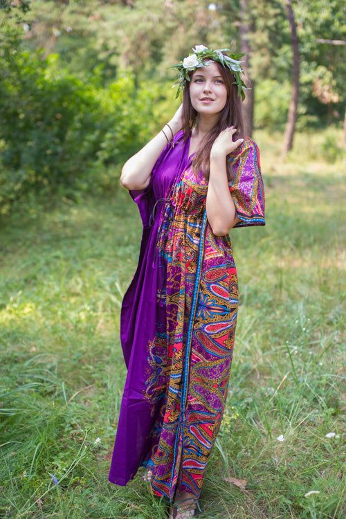 Purple Timeless Style Caftan in Cheerful Paisleys Pattern