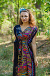 Black Magic Sleeves Style Caftan in Cheerful Paisleys Pattern