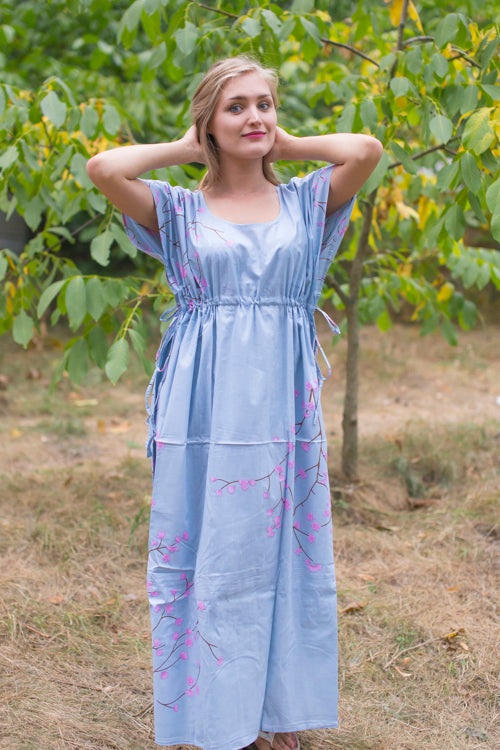 Gray Side Strings Sweet Style Caftan in Cherry Blossoms Pattern