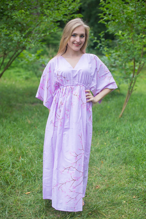 Lilac I Wanna Fly Style Caftan in Cherry Blossoms Pattern