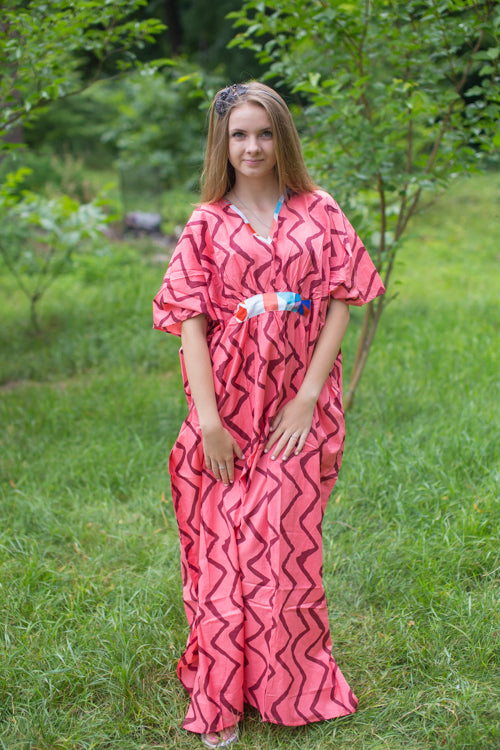 Coral Unfurl Style Caftan in Chevron Pattern