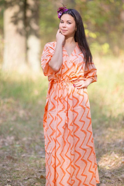 Peach The Drop-Waist Style Caftan in Chevron Pattern