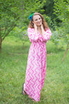Pink Button Me Down Style Caftan in Chevron Pattern