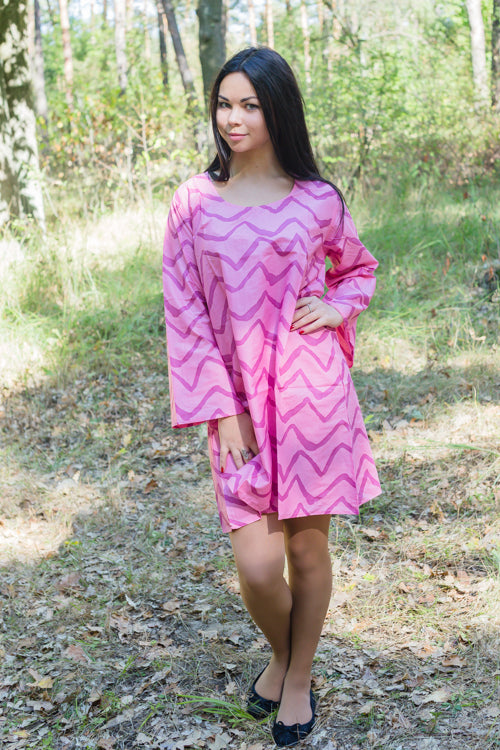 Pink Bella Tunic Style Caftan in Chevron Pattern
