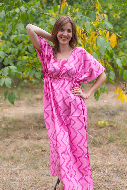 Pink Side Strings Sweet Style Caftan in Chevron Pattern