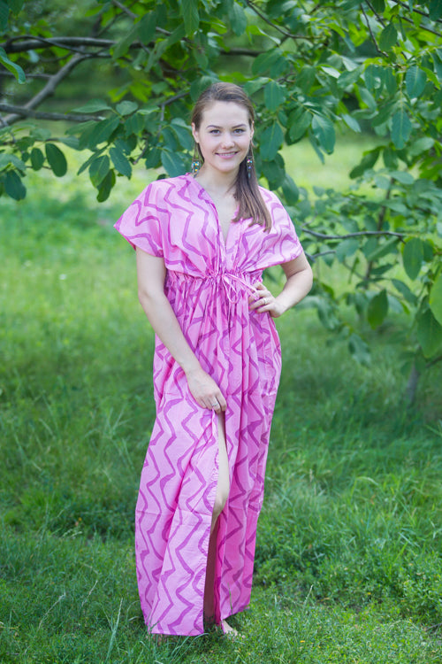 Pink Beach Days Style Caftan in Chevron