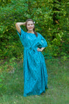 Teal Mademoiselle Style Caftan in Chevron Pattern