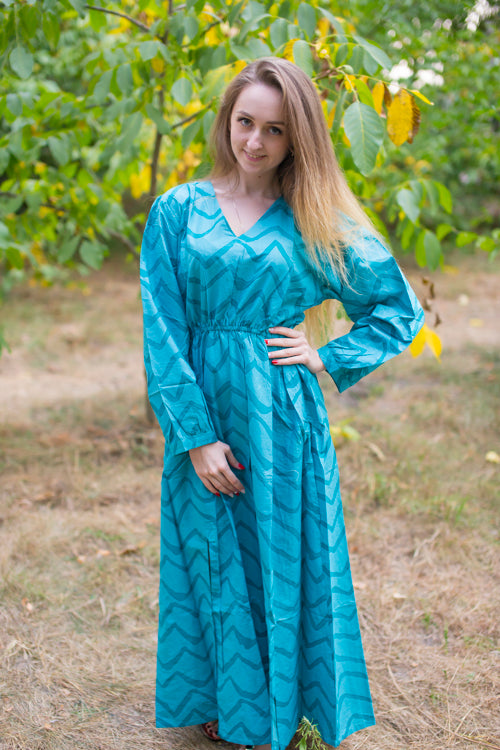 Teal Shape Me Pretty Style Caftan in Chevron Pattern