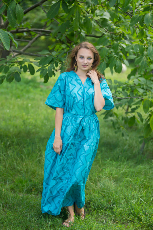 Teal Best of both the worlds Style Caftan in Chevron Pattern