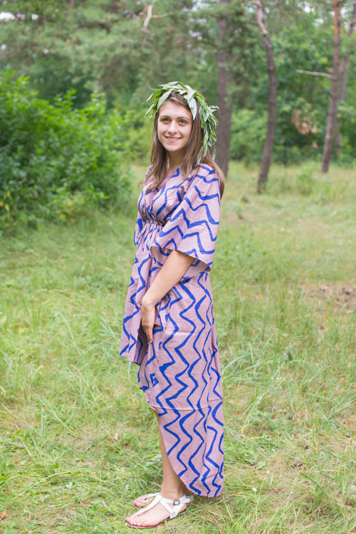 Violet High Low Wind Flow Style Caftan in Chevron Pattern