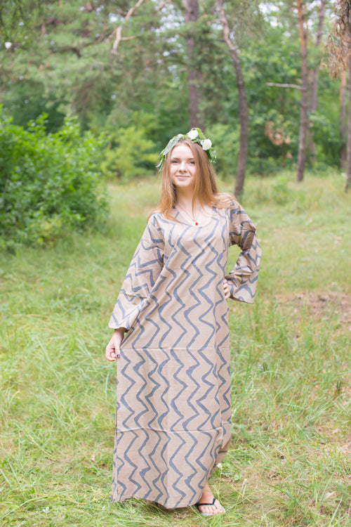 Gray The Unwind Style Caftan in Chevron Pattern
