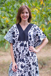 White Flowing River Style Caftan in Classic White Black Pattern