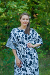 White Mademoiselle Style Caftan in Classic White Black Pattern
