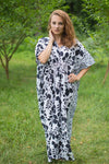 White Unfurl Style Caftan in Classic White Black Pattern