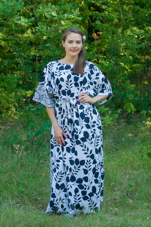 White Mademoiselle Style Caftan in Classic White Black Pattern