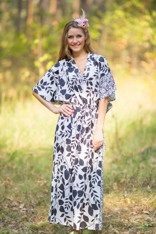 White The Drop-Waist Style Caftan in Classic White Black Pattern