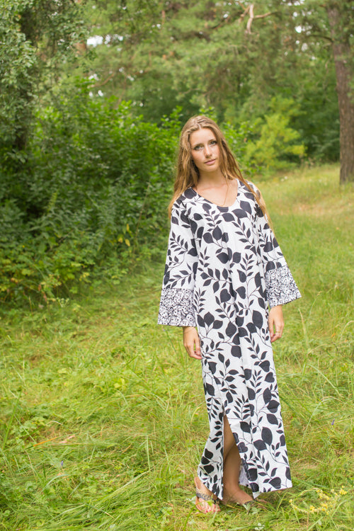 White The Unwind Style Caftan in Classic White Black Pattern