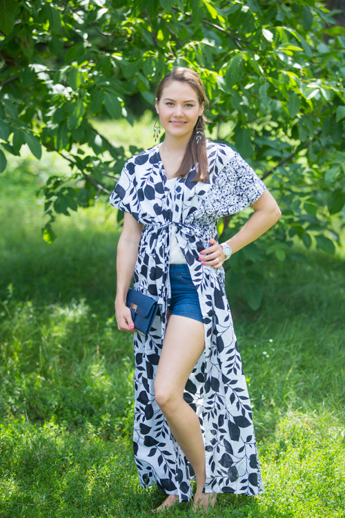 White Beach Days Style Caftan in Classic White Black