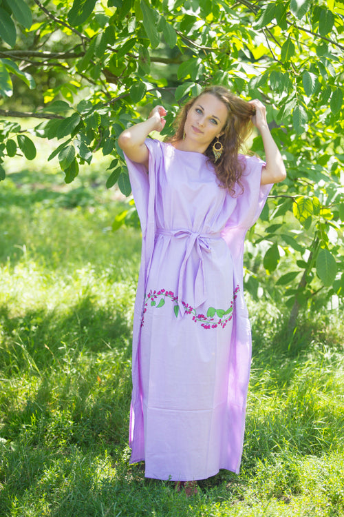 Lilac Divinely Simple Style Caftan in Climbing Vines Pattern