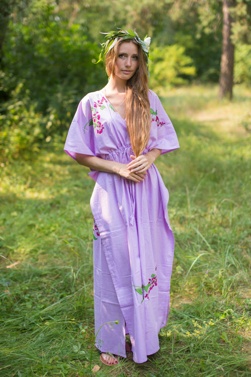 Lilac Timeless Style Caftan in Climbing Vines Pattern