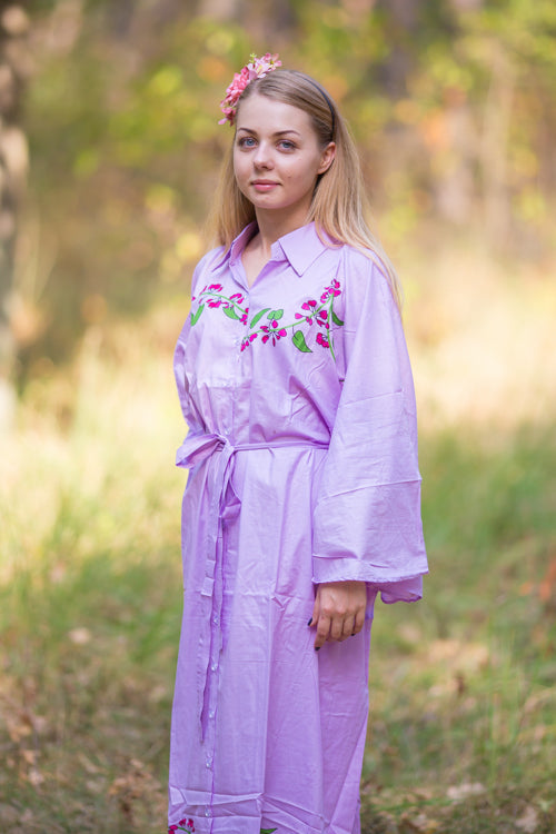Lilac Oriental Delight Style Caftan in Climbing Vines Pattern